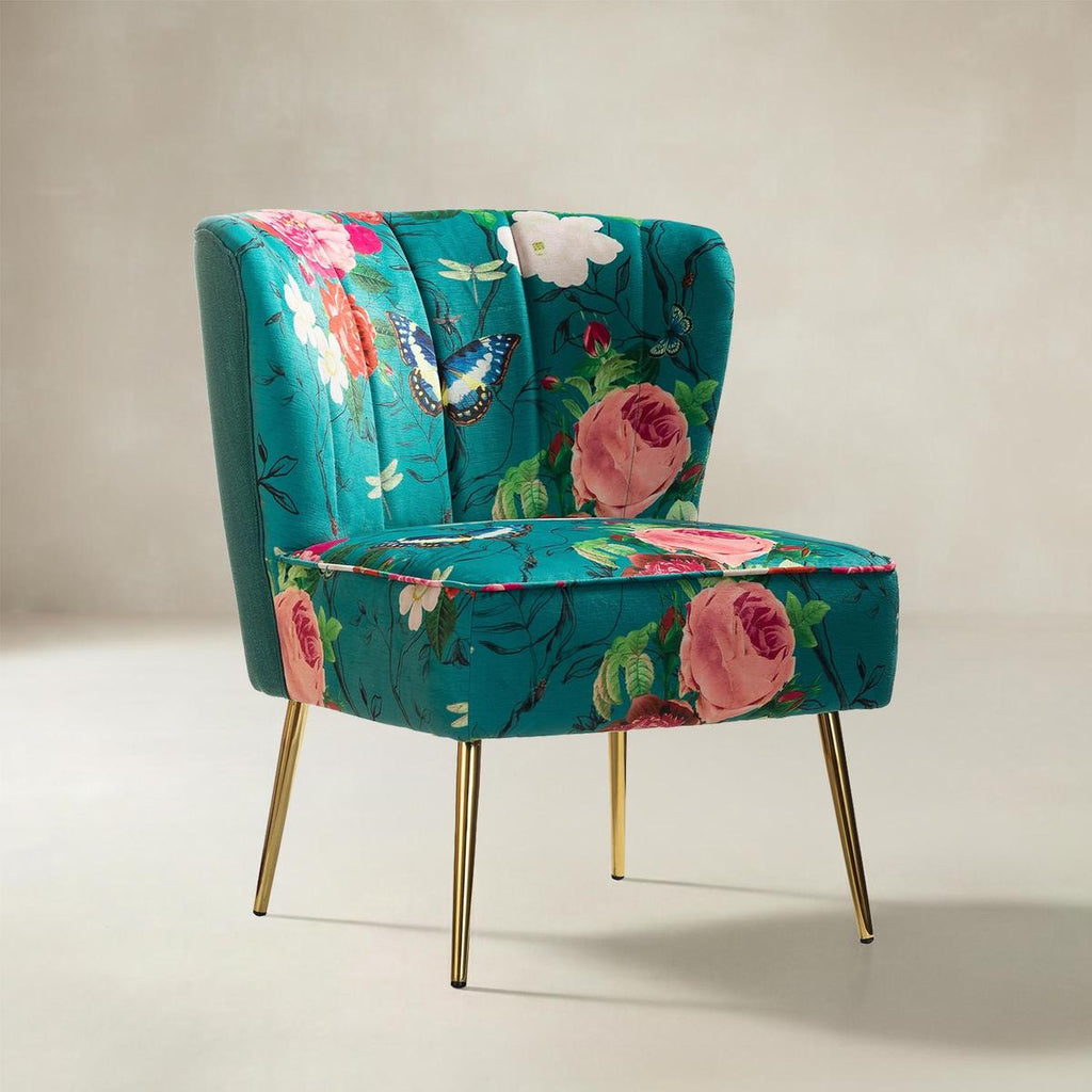 Coraline Eleganter Komfort im Ohrensessel-Akzentstuhl mit Blumenmuster
