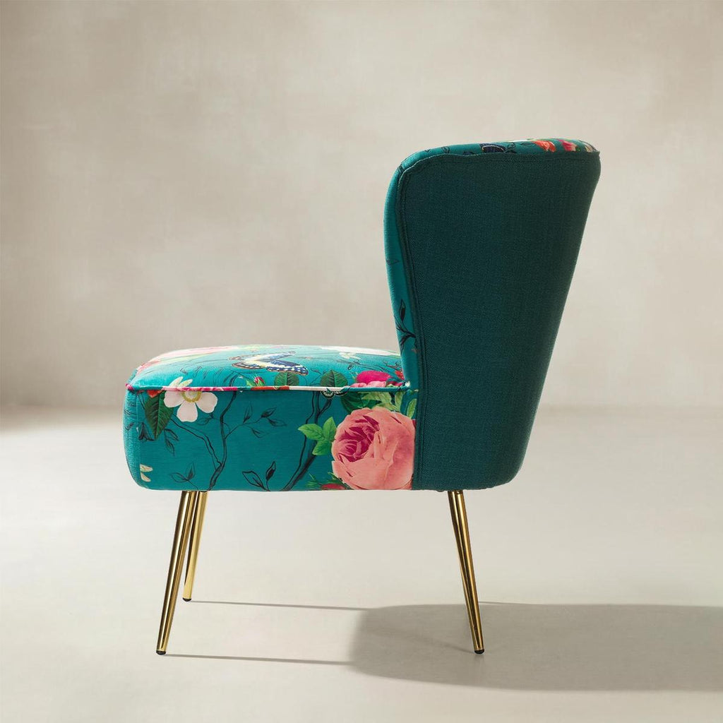 Coraline Eleganter Komfort im Ohrensessel-Akzentstuhl mit Blumenmuster