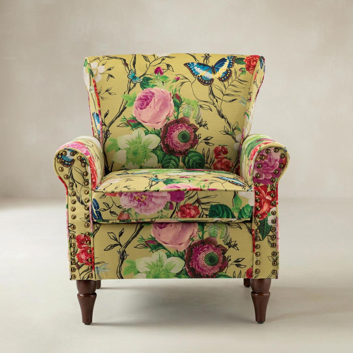 Artemisa Moderner gepolsterter Ohrensessel mit Blumenmuster