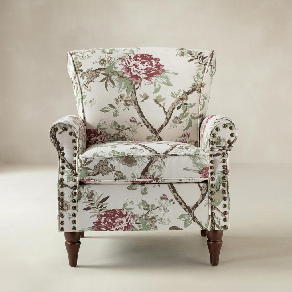 Artemisa Moderner gepolsterter Ohrensessel mit Blumenmuster