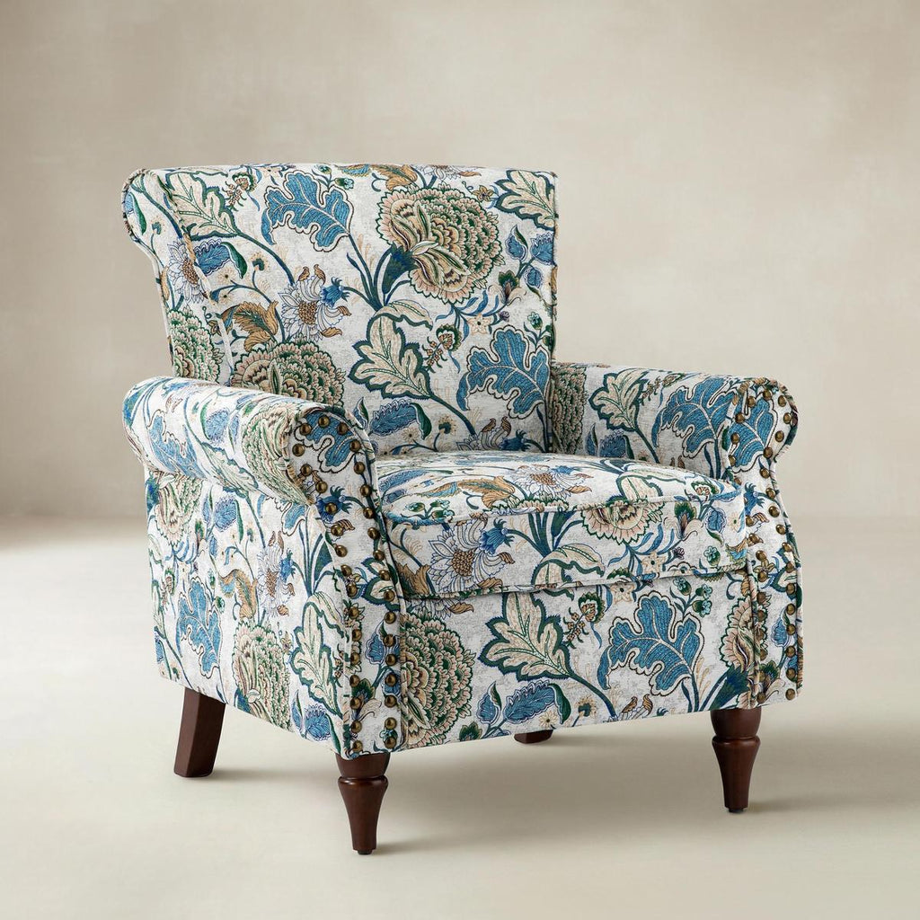 Artemisa Moderner gepolsterter Ohrensessel mit Blumenmuster