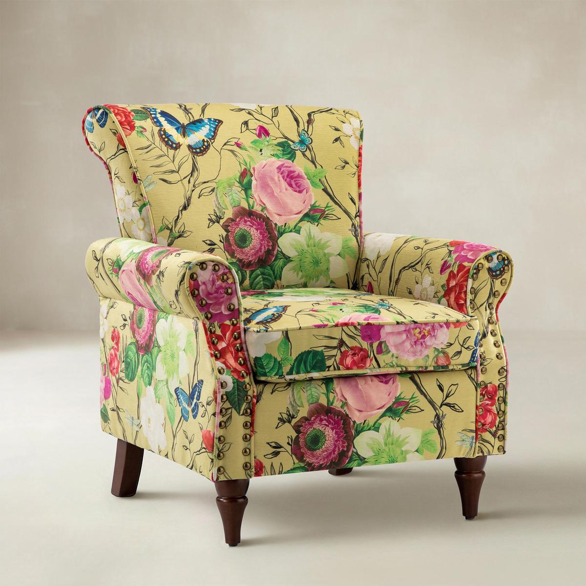Artemisa Moderner gepolsterter Ohrensessel mit Blumenmuster