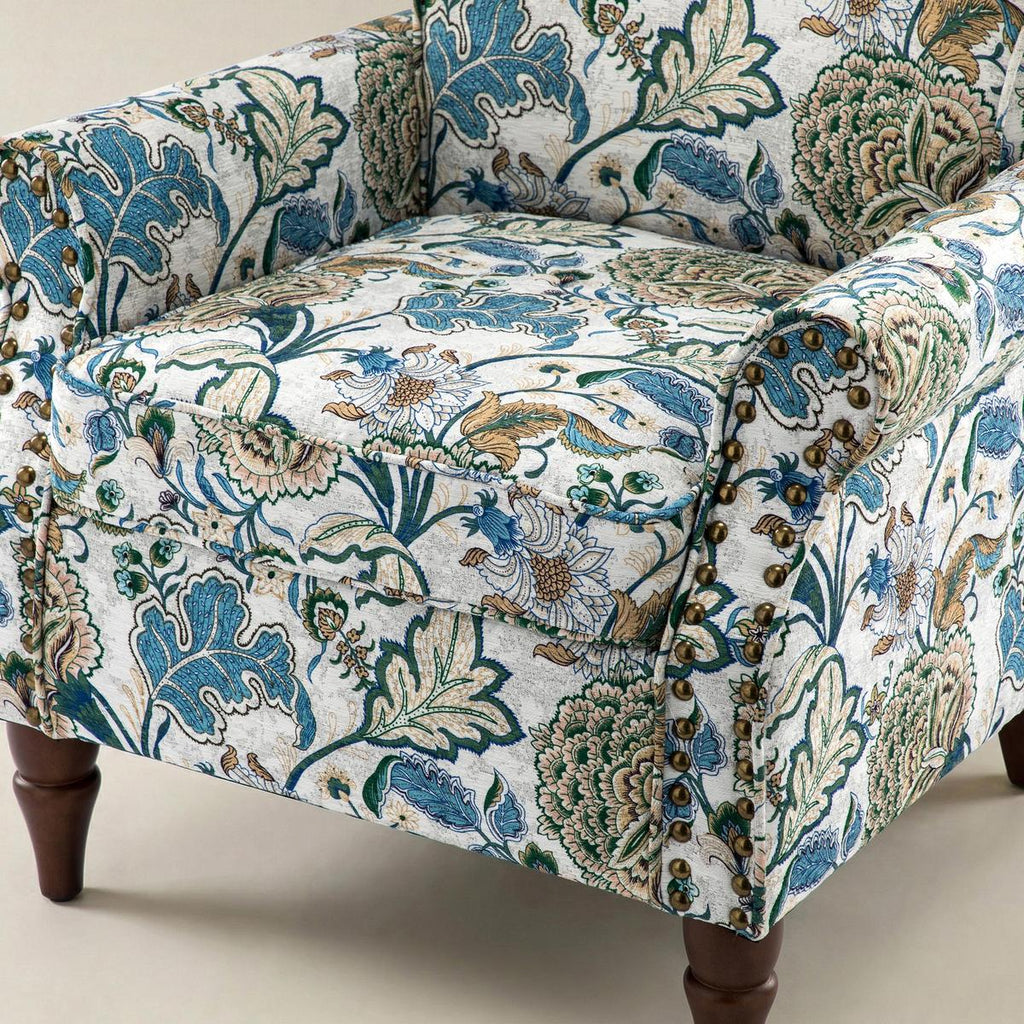 Artemisa Moderner gepolsterter Ohrensessel mit Blumenmuster