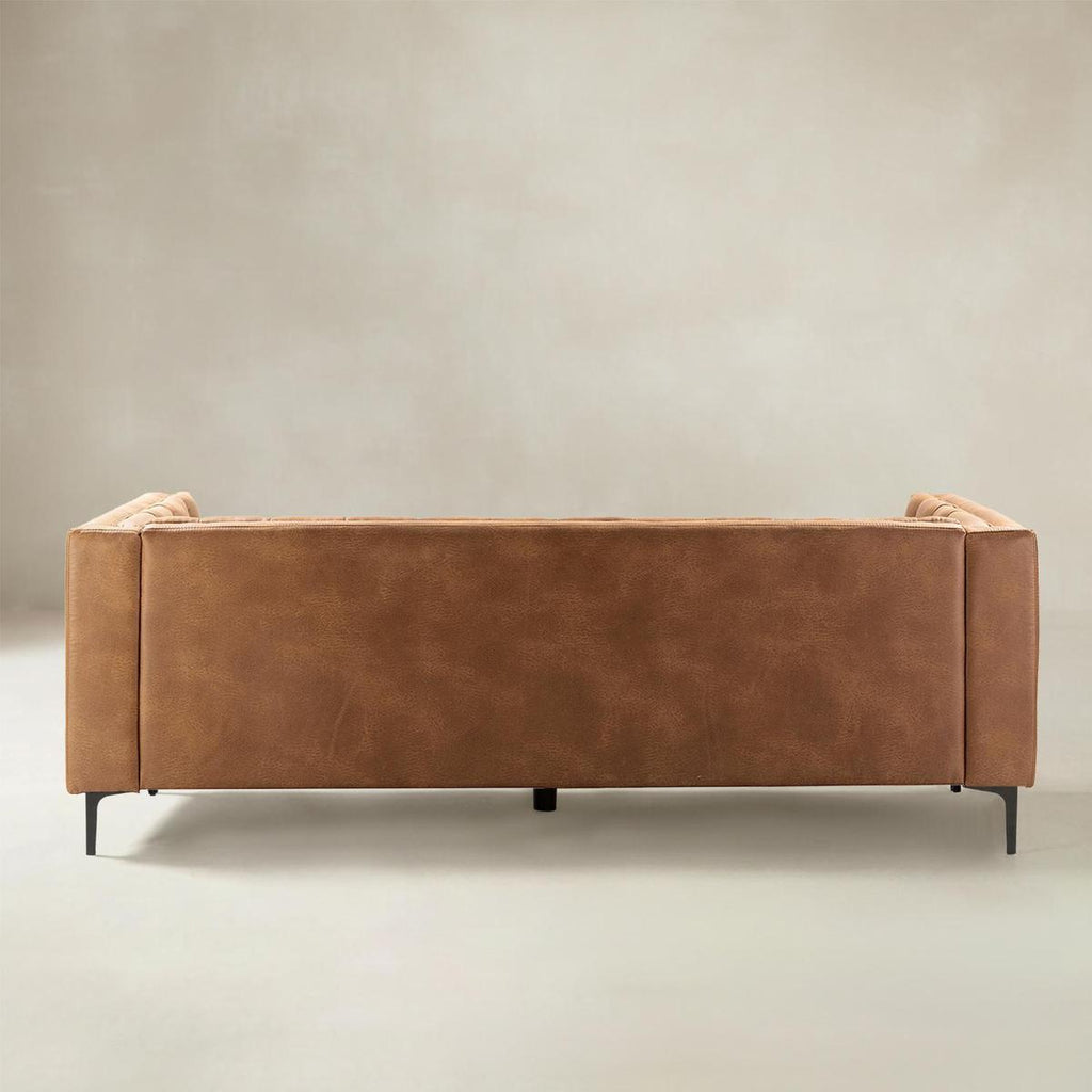 Capsa Mid-Century-Modern Sofa mit Knopfheftung aus veganem Leder