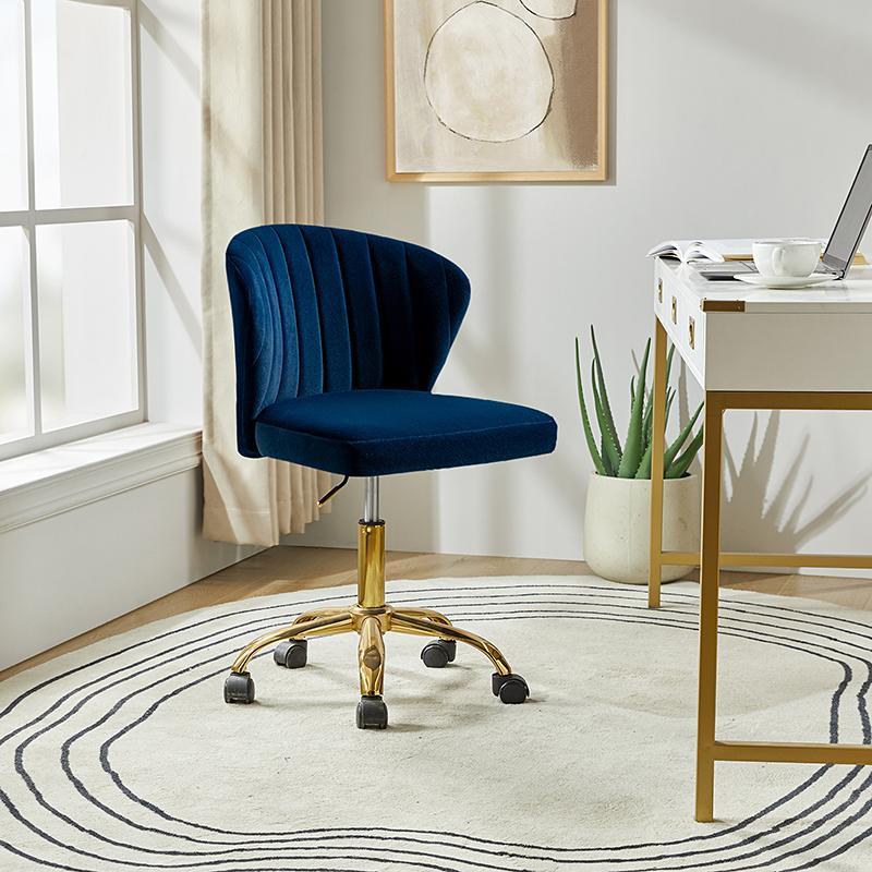 Chandra Moderner Drehstuhl aus Samt in Gold, höhenverstellbar