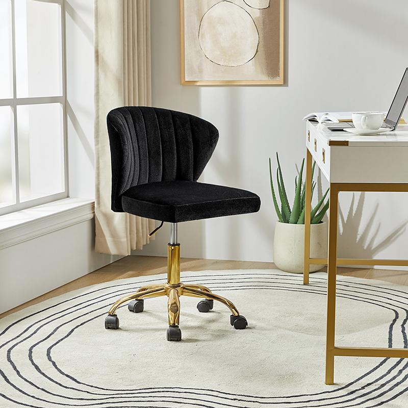 Chandra Moderner Drehstuhl aus Samt in Gold, höhenverstellbar
