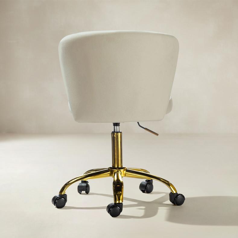Chandra Moderner Drehstuhl aus Samt in Gold, höhenverstellbar