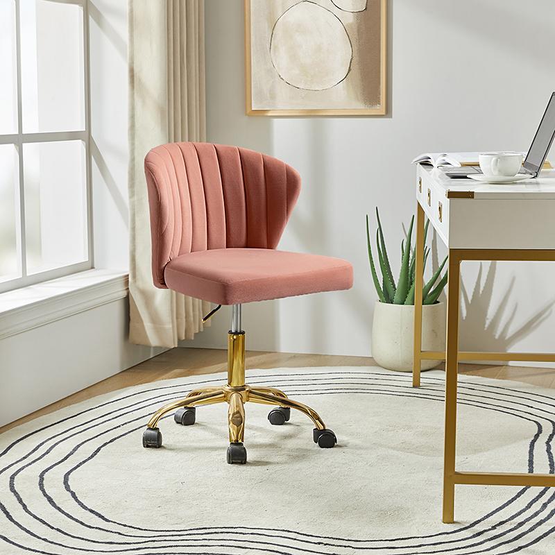 Chandra Moderner Drehstuhl aus Samt in Gold, höhenverstellbar