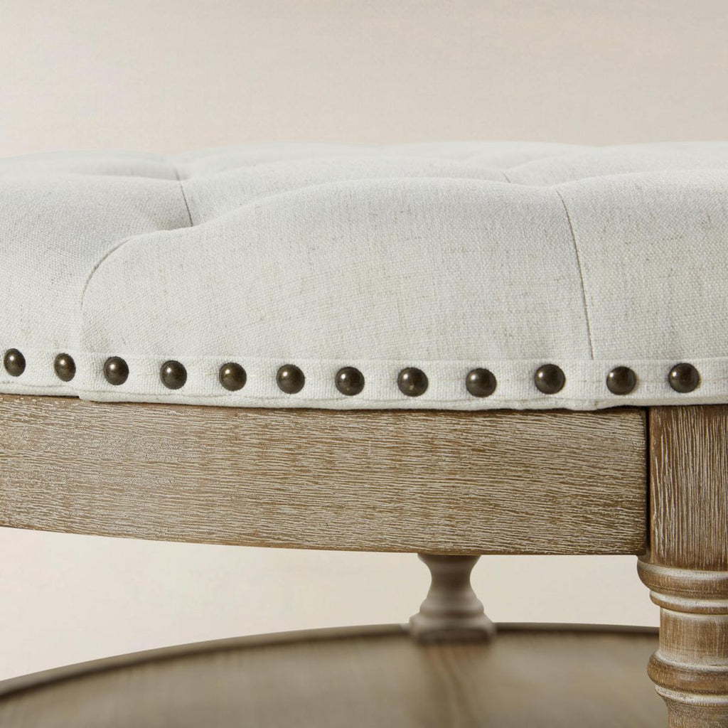 Danilynn Runder Polsterhocker-Couchtisch mit Knopfheftung und Ablagefach