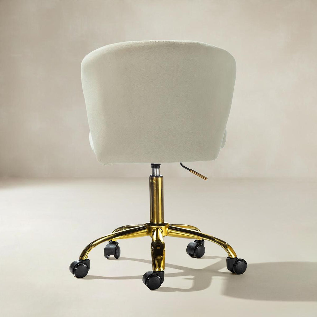 Chandra Moderner Drehstuhl aus Samt in Gold, höhenverstellbar