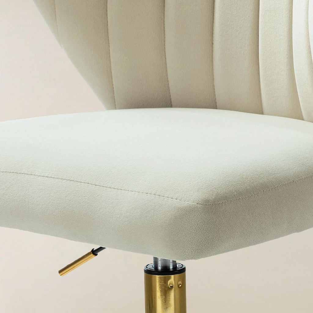 Chandra Moderner Drehstuhl aus Samt in Gold, höhenverstellbar