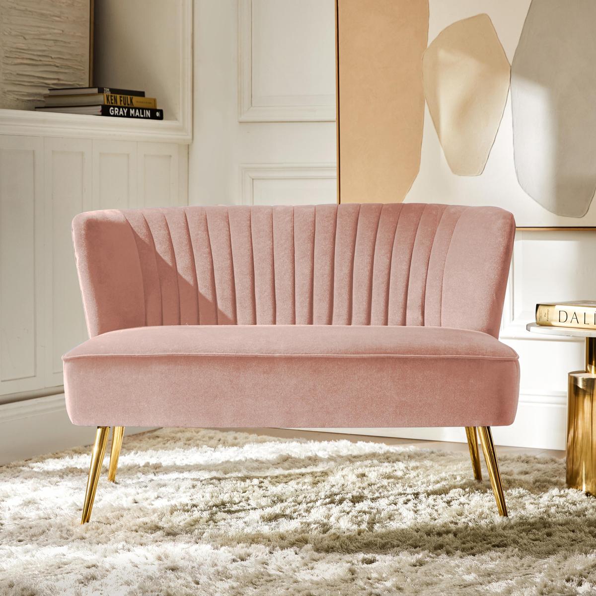 Bariana Mid-Century Modern 2-Sitzer-Sofa aus Samt