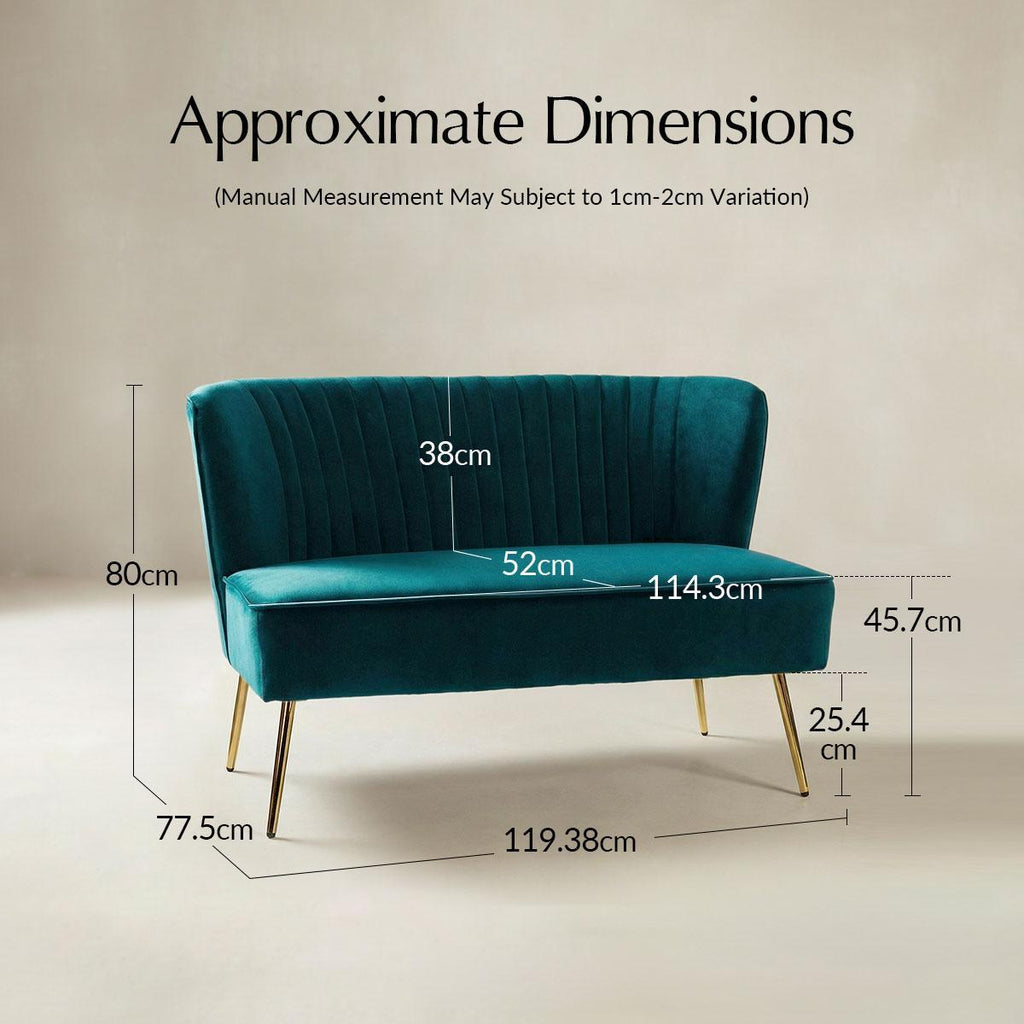 Bariana Mid-Century Modern 2-Sitzer-Sofa aus Samt