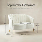Ariel 2-Sitzer-Sofa aus Samt mit Muschelsilhouette und goldfarbenen Beinen