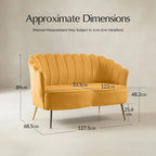 Ariel 2-Sitzer-Sofa aus Samt mit Muschelsilhouette und goldfarbenen Beinen