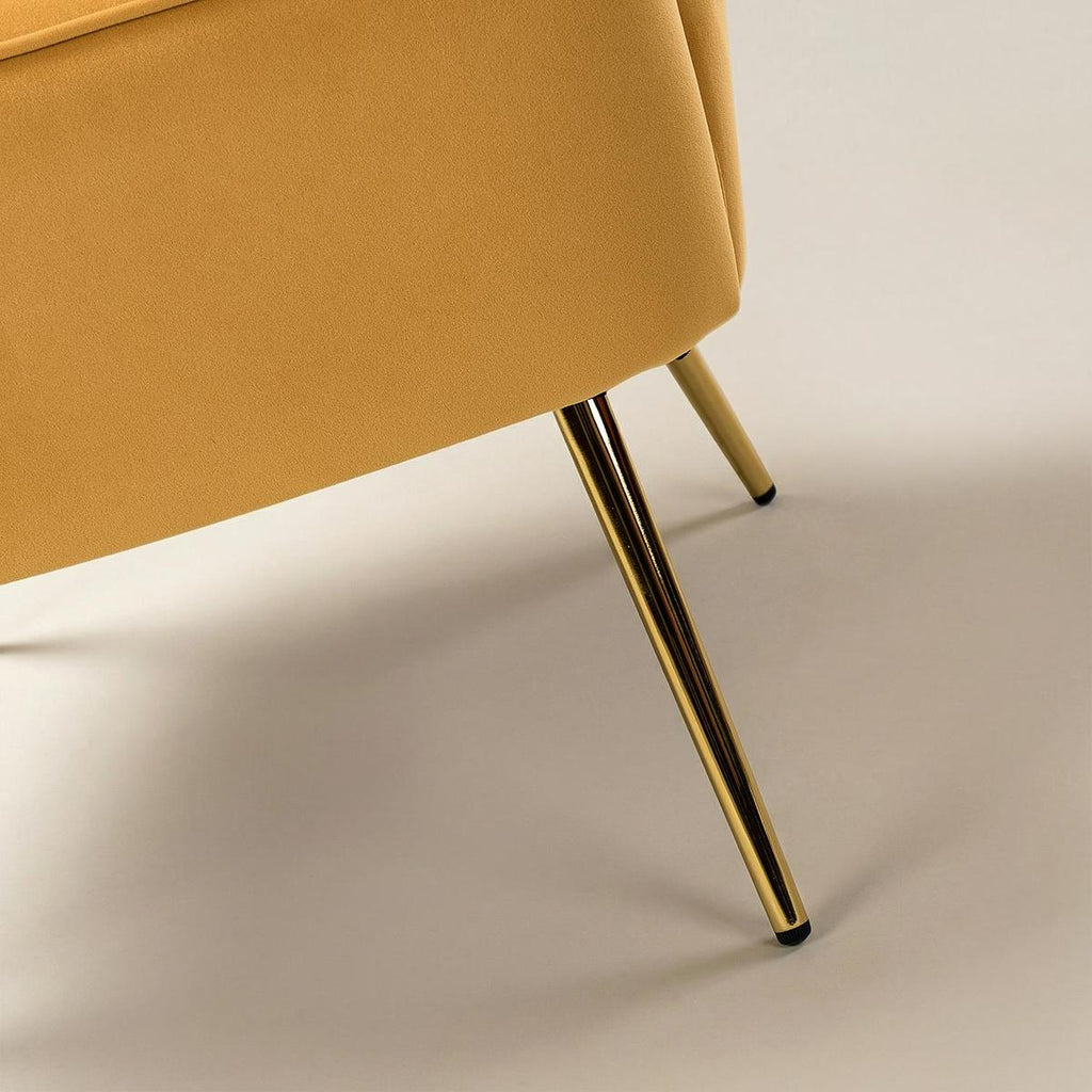 Ariel 2-Sitzer-Sofa aus Samt mit Muschelsilhouette und goldfarbenen Beinen