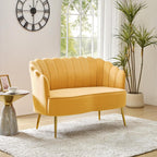 Ariel 2-Sitzer-Sofa aus Samt mit Muschelsilhouette und goldfarbenen Beinen