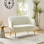 Ariel 2-Sitzer-Sofa aus Samt mit Muschelsilhouette und goldfarbenen Beinen