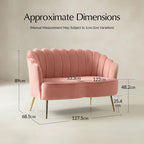 Ariel 2-Sitzer-Sofa aus Samt mit Muschelsilhouette und goldfarbenen Beinen