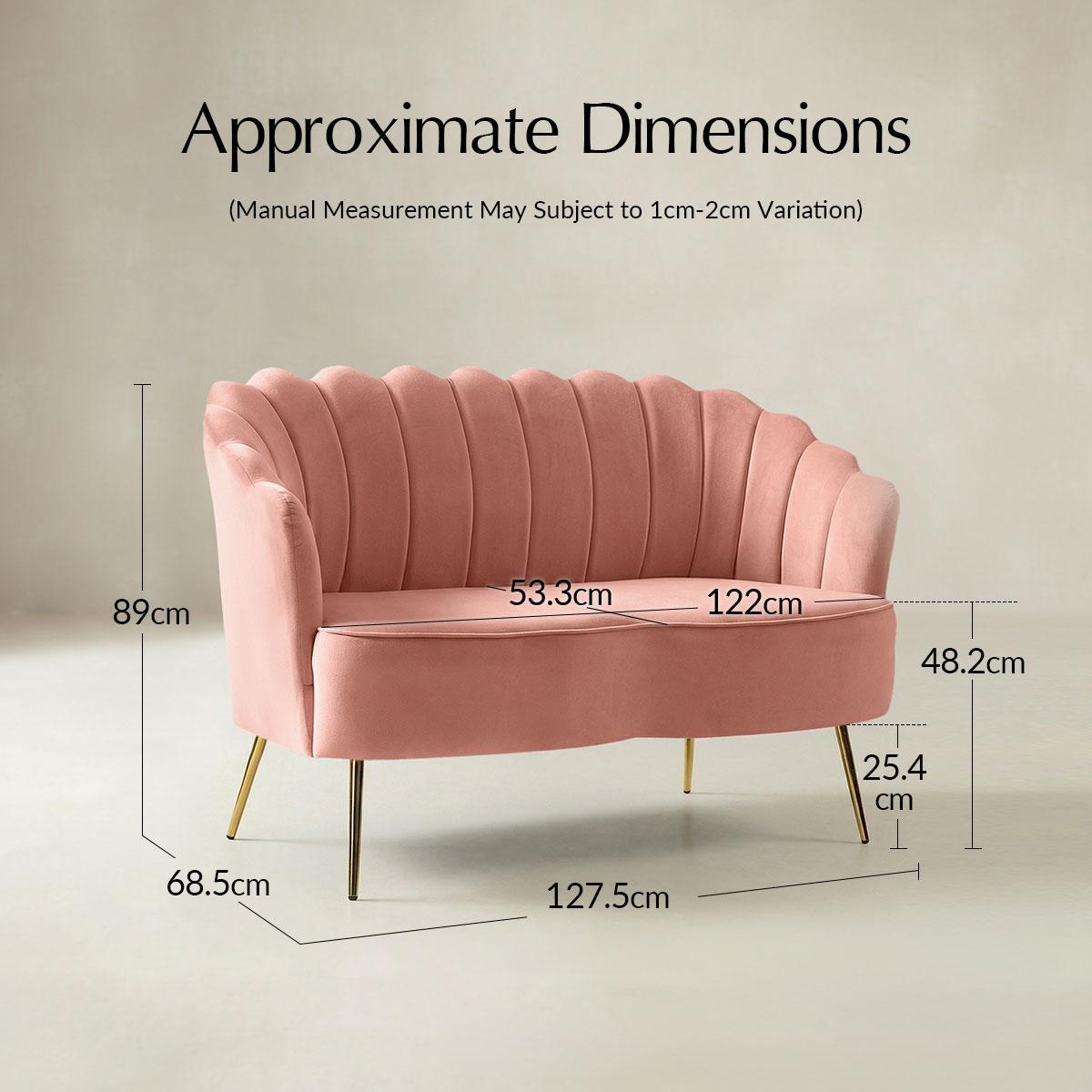 Ariel 2-Sitzer-Sofa aus Samt mit Muschelsilhouette und goldfarbenen Beinen