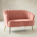 Ariel 2-Sitzer-Sofa aus Samt mit Muschelsilhouette und goldfarbenen Beinen
