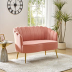 Ariel 2-Sitzer-Sofa aus Samt mit Muschelsilhouette und goldfarbenen Beinen