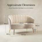 Ariel 2-Sitzer-Sofa aus Samt mit Muschelsilhouette und goldfarbenen Beinen