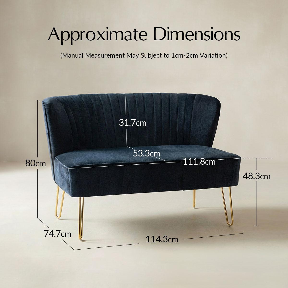 Ainhoa Mid-Century 2-Sitzer-Sofa aus Samt mit Hairpin-Beinen