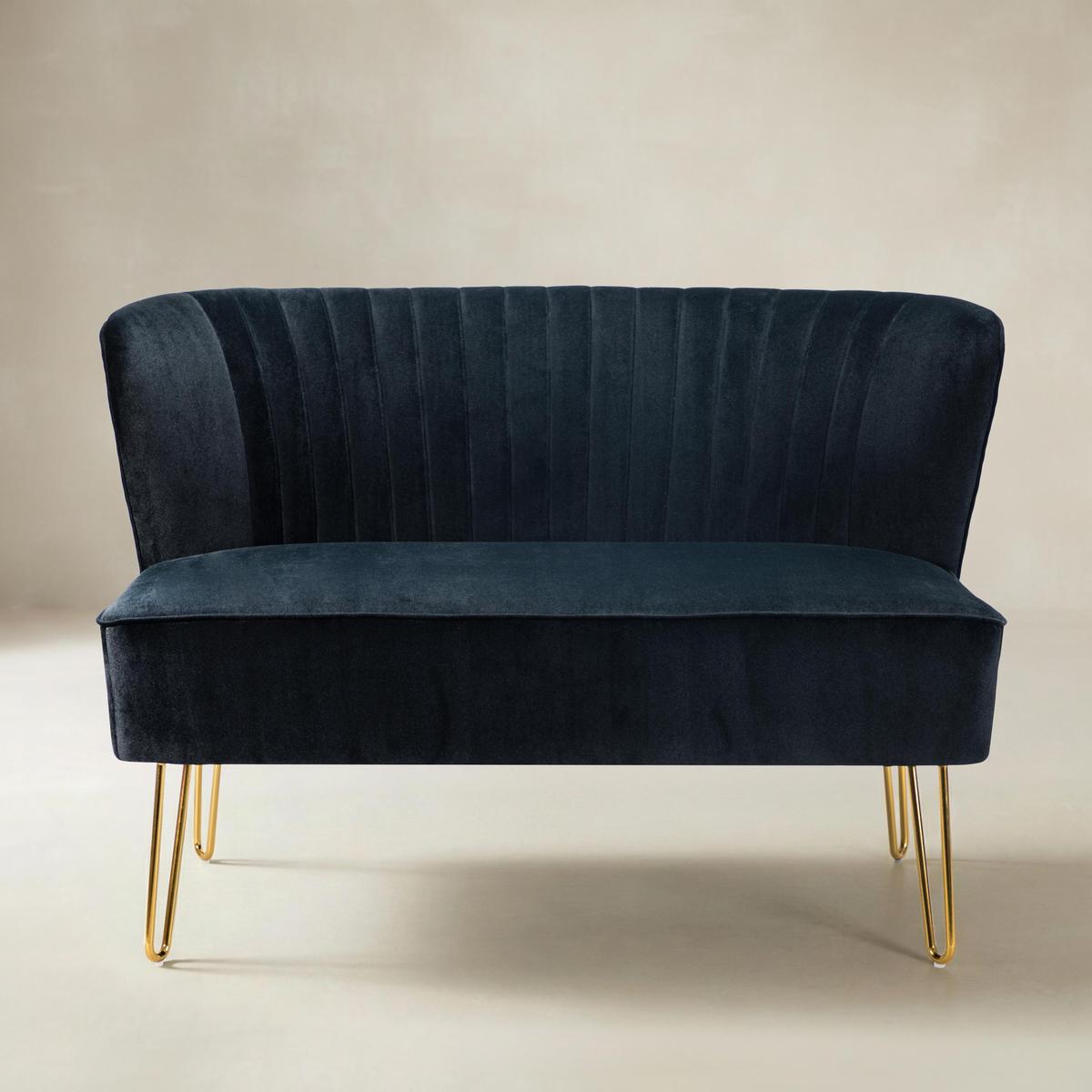 Ainhoa Mid-Century 2-Sitzer-Sofa aus Samt mit Hairpin-Beinen