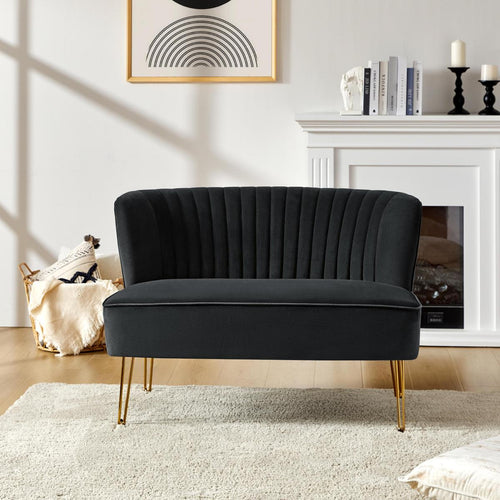 Ainhoa Mid-Century 2-Sitzer-Sofa aus Samt mit Hairpin-Beinen