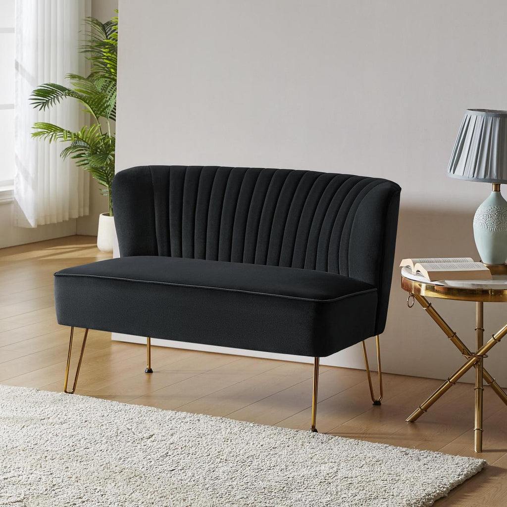 Ainhoa Mid-Century 2-Sitzer-Sofa aus Samt mit Hairpin-Beinen