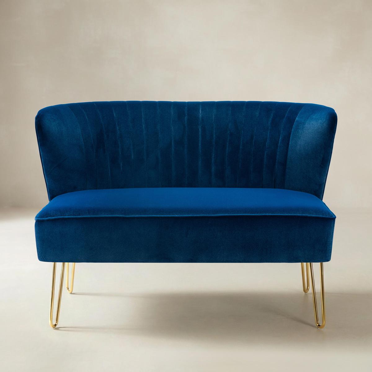Ainhoa Mid-Century 2-Sitzer-Sofa aus Samt mit Hairpin-Beinen