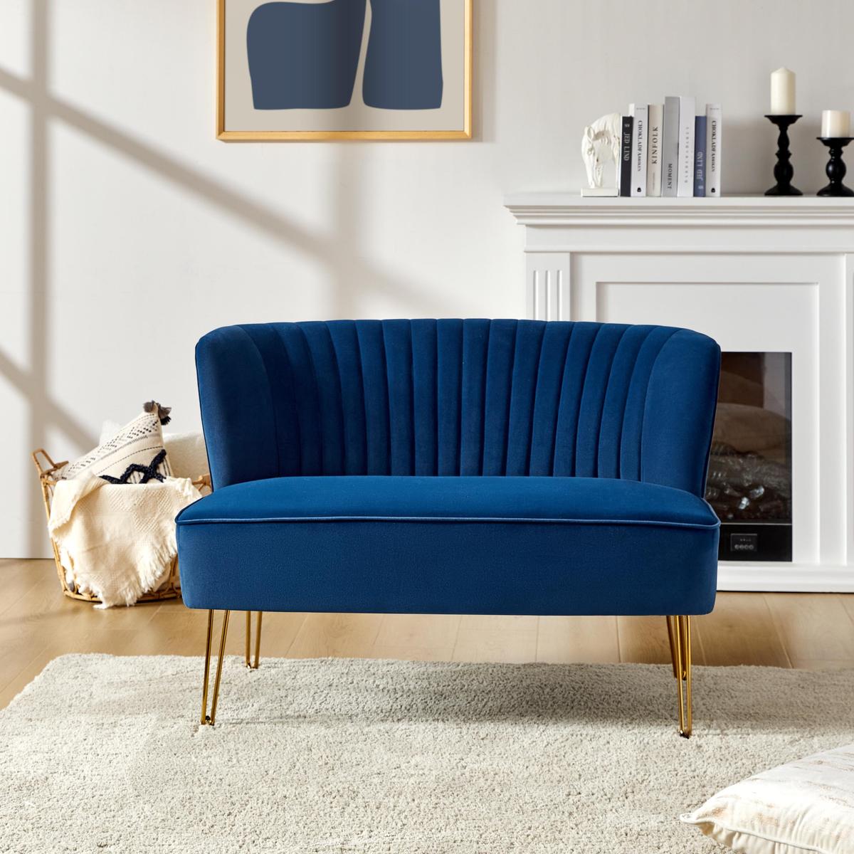 Ainhoa Mid-Century 2-Sitzer-Sofa aus Samt mit Hairpin-Beinen