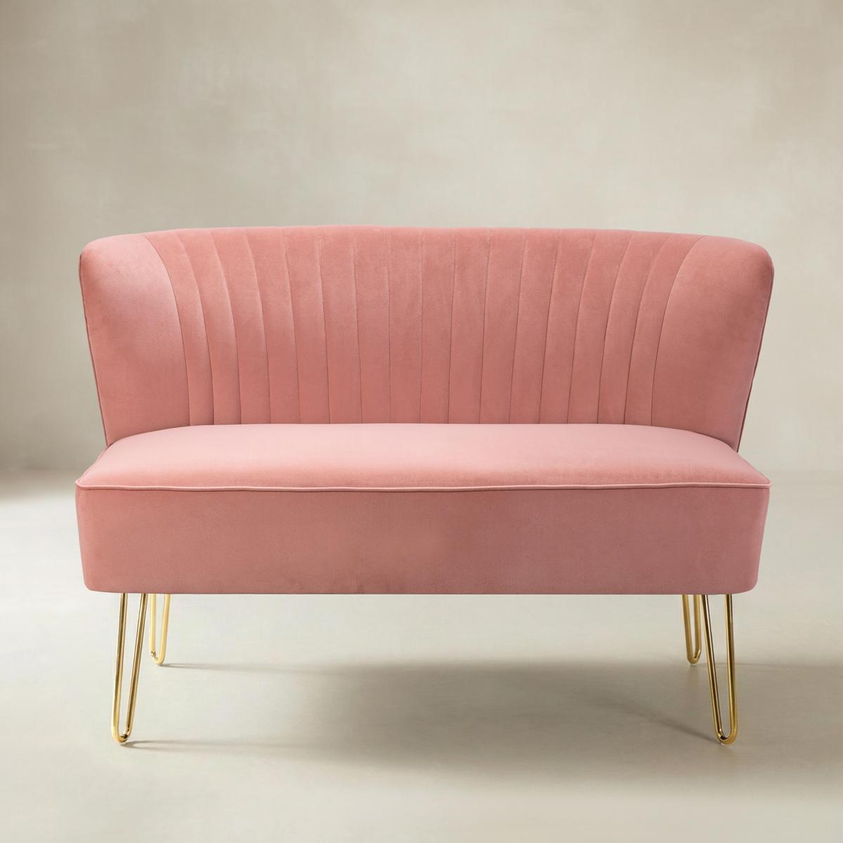 Ainhoa Mid-Century 2-Sitzer-Sofa aus Samt mit Hairpin-Beinen
