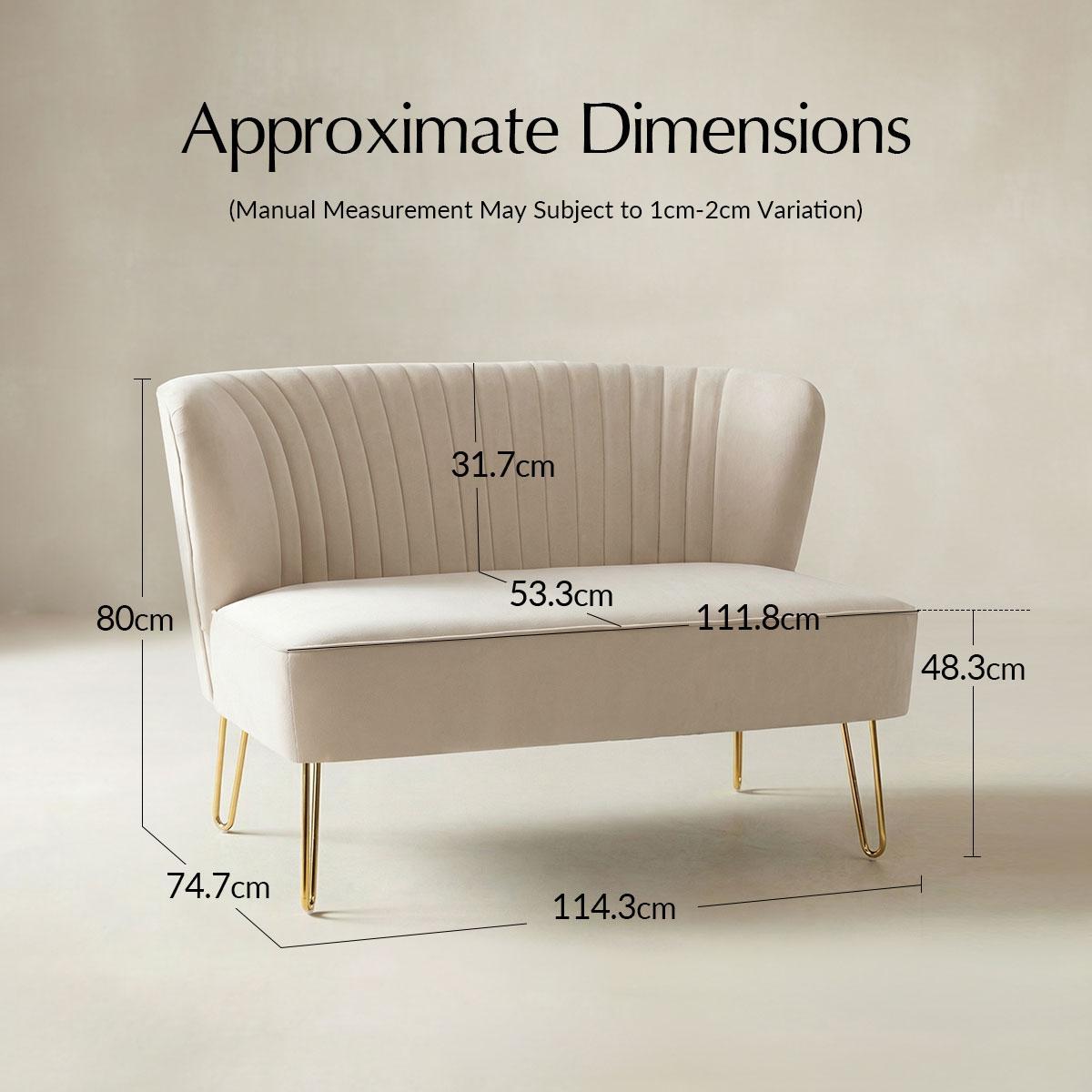 Ainhoa Mid-Century 2-Sitzer-Sofa aus Samt mit Hairpin-Beinen