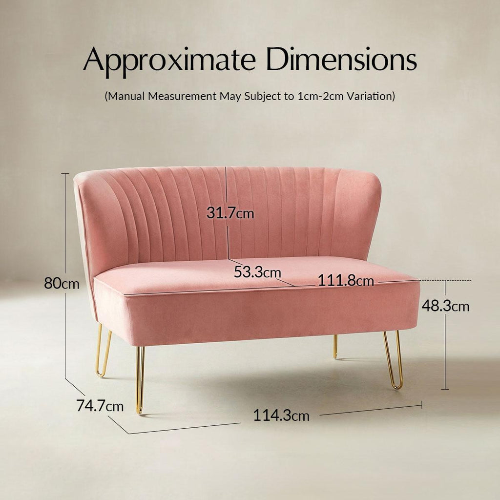 Ainhoa Mid-Century 2-Sitzer-Sofa aus Samt mit Hairpin-Beinen