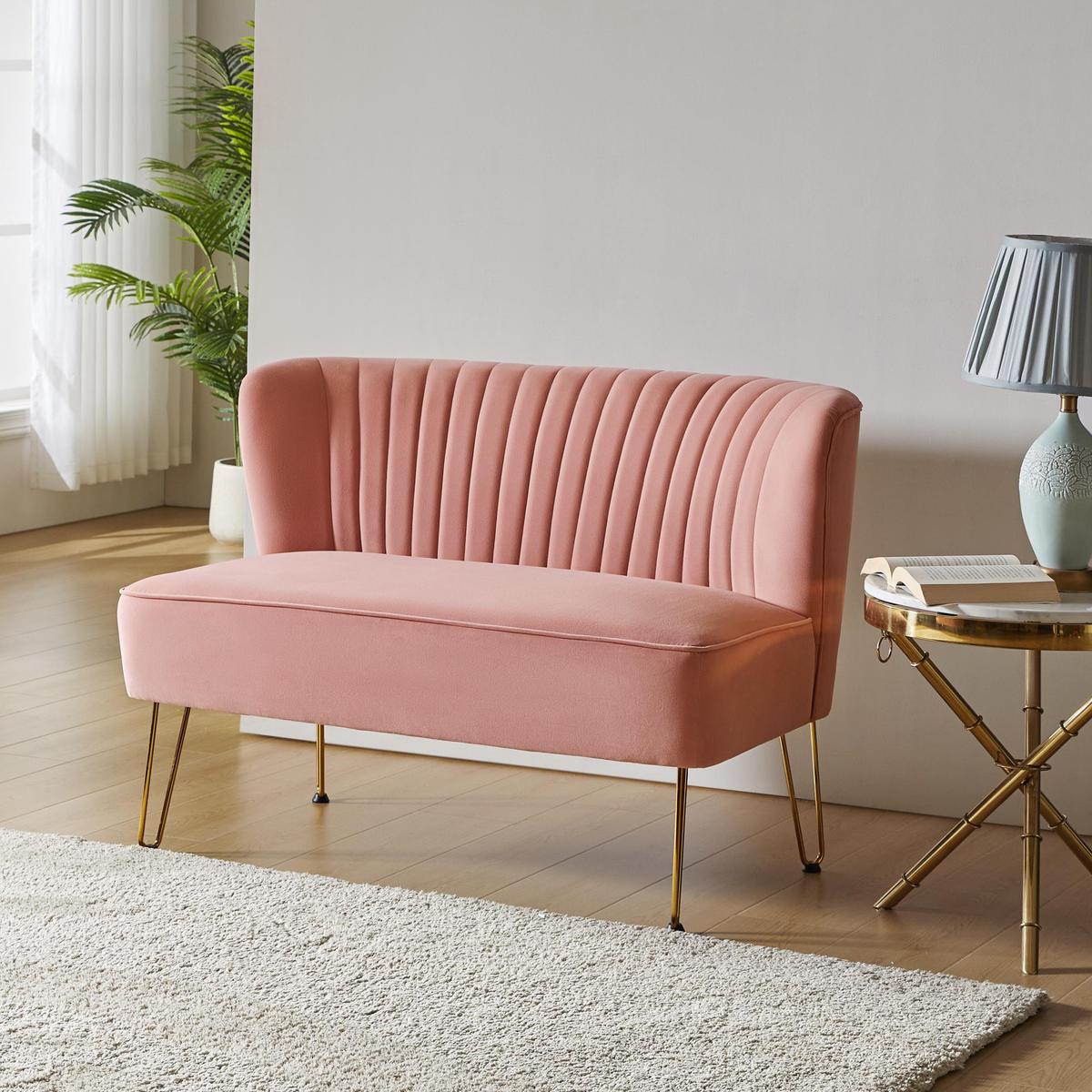 Ainhoa Mid-Century 2-Sitzer-Sofa aus Samt mit Hairpin-Beinen