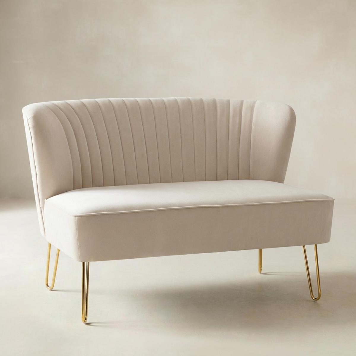 Ainhoa Mid-Century 2-Sitzer-Sofa aus Samt mit Hairpin-Beinen