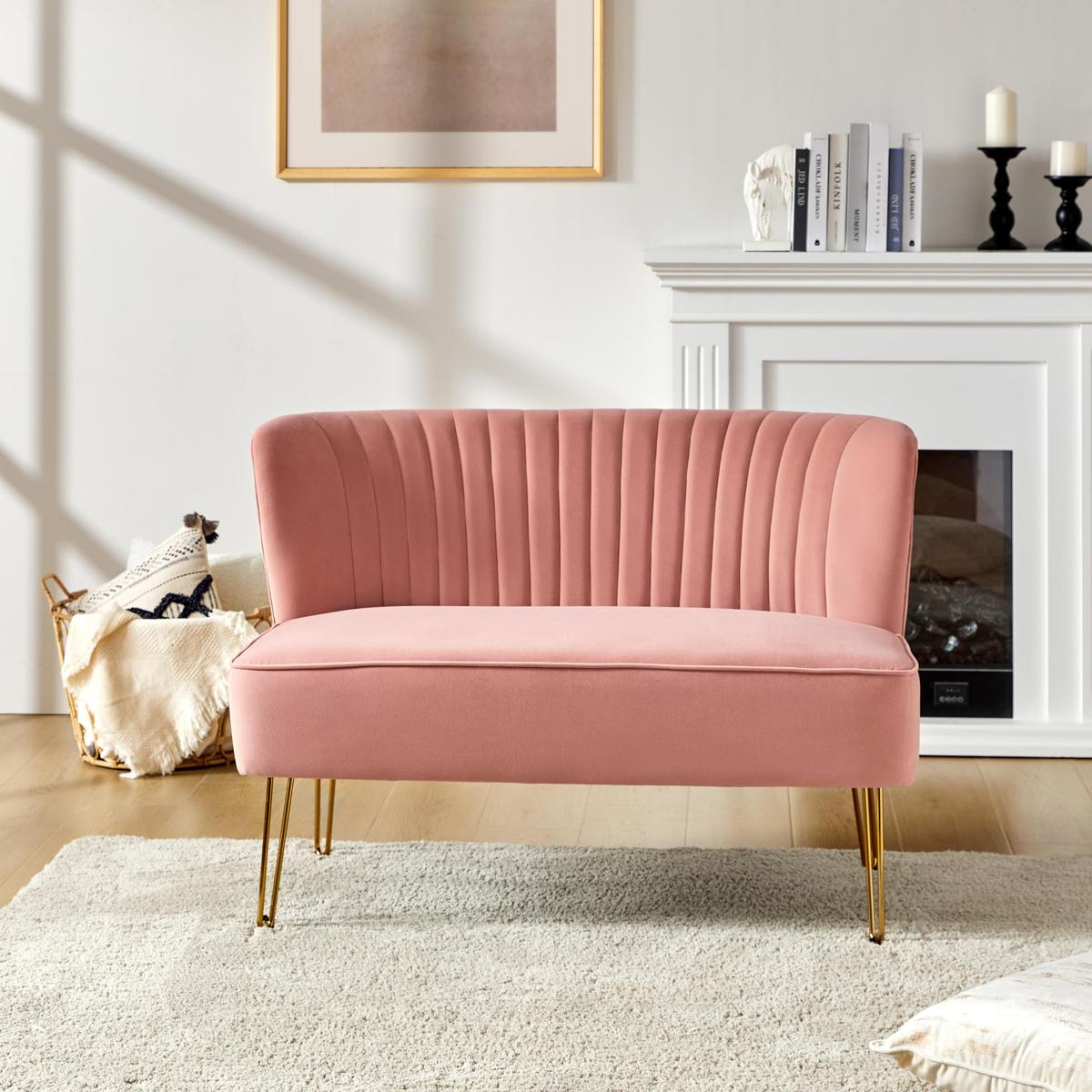 Ainhoa Mid-Century 2-Sitzer-Sofa aus Samt mit Hairpin-Beinen