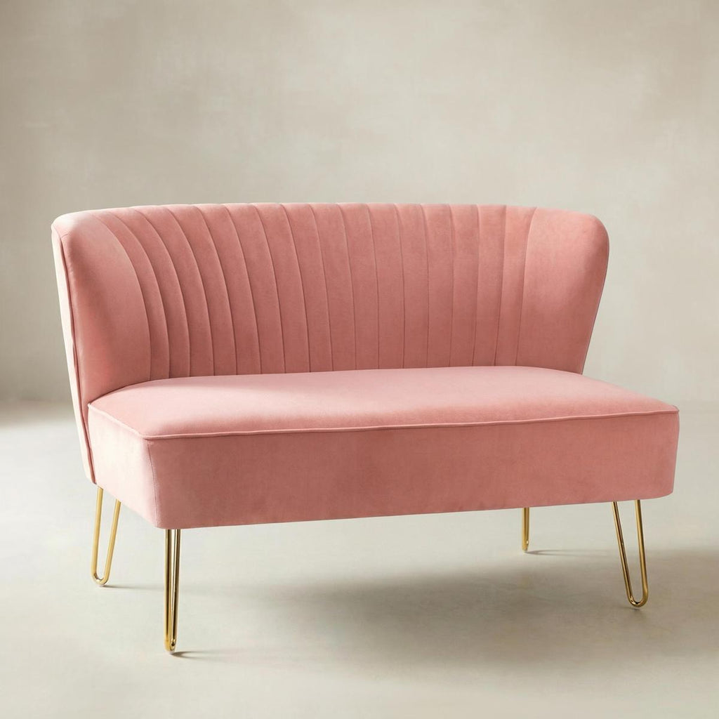 Ainhoa Mid-Century 2-Sitzer-Sofa aus Samt mit Hairpin-Beinen