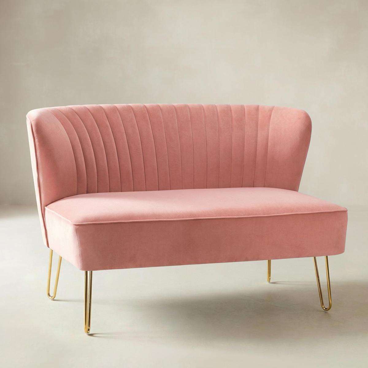 Ainhoa Mid-Century 2-Sitzer-Sofa aus Samt mit Hairpin-Beinen