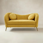 Emilio 2-Sitzer-Stoffsofa mit goldenen Beinen &amp; weichen Kissen