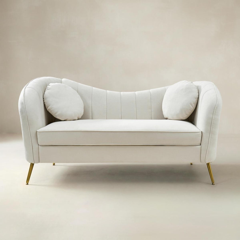 Emilio 2-Sitzer-Stoffsofa mit goldenen Beinen &amp; weichen Kissen