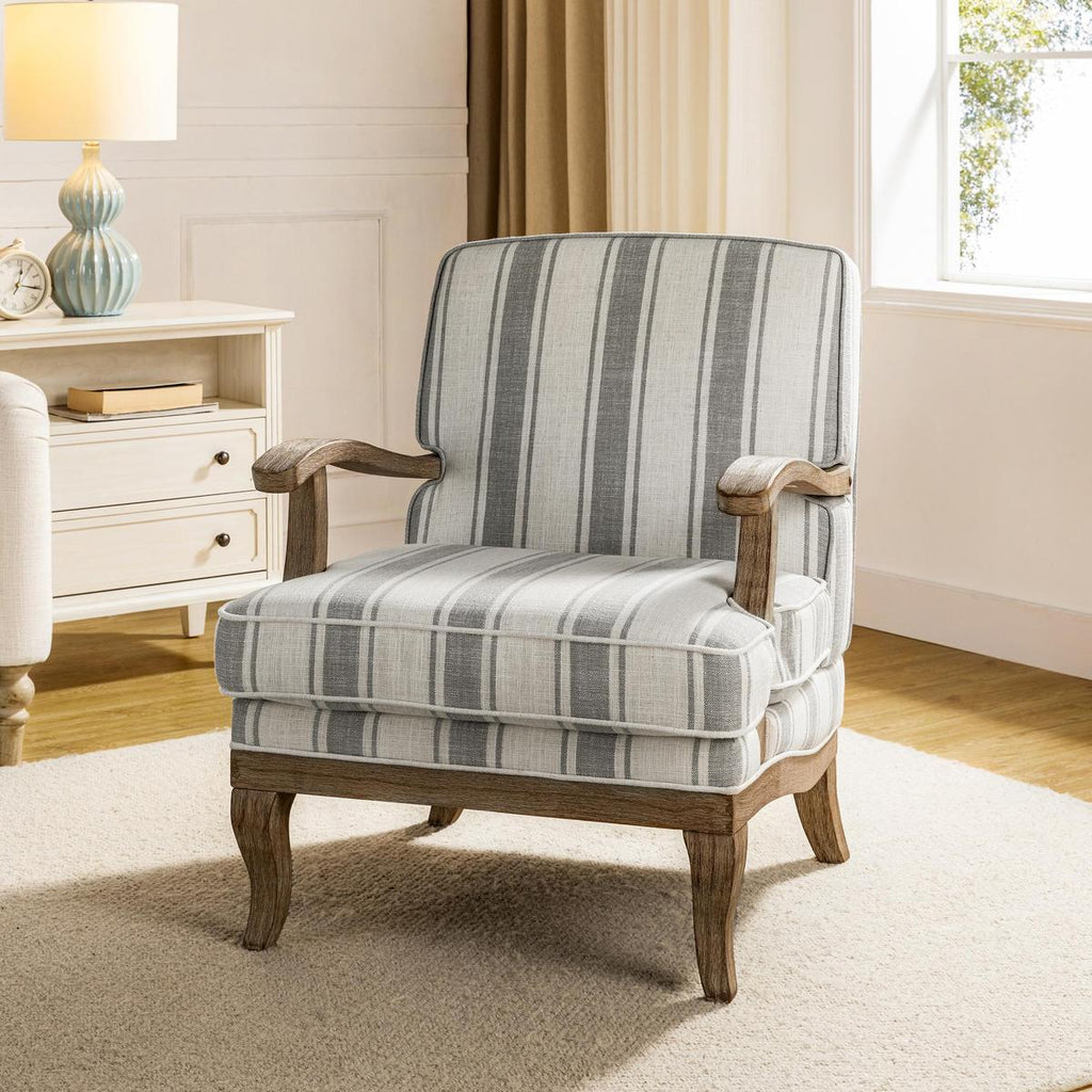 Randolph Eleganter Sessel im Landhausstil mit Massivholz-Armlehnen