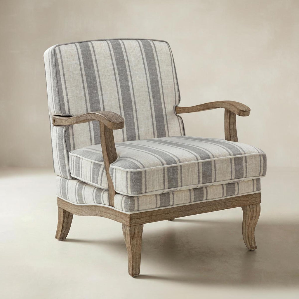 Randolph Eleganter Sessel im Landhausstil mit Massivholz-Armlehnen
