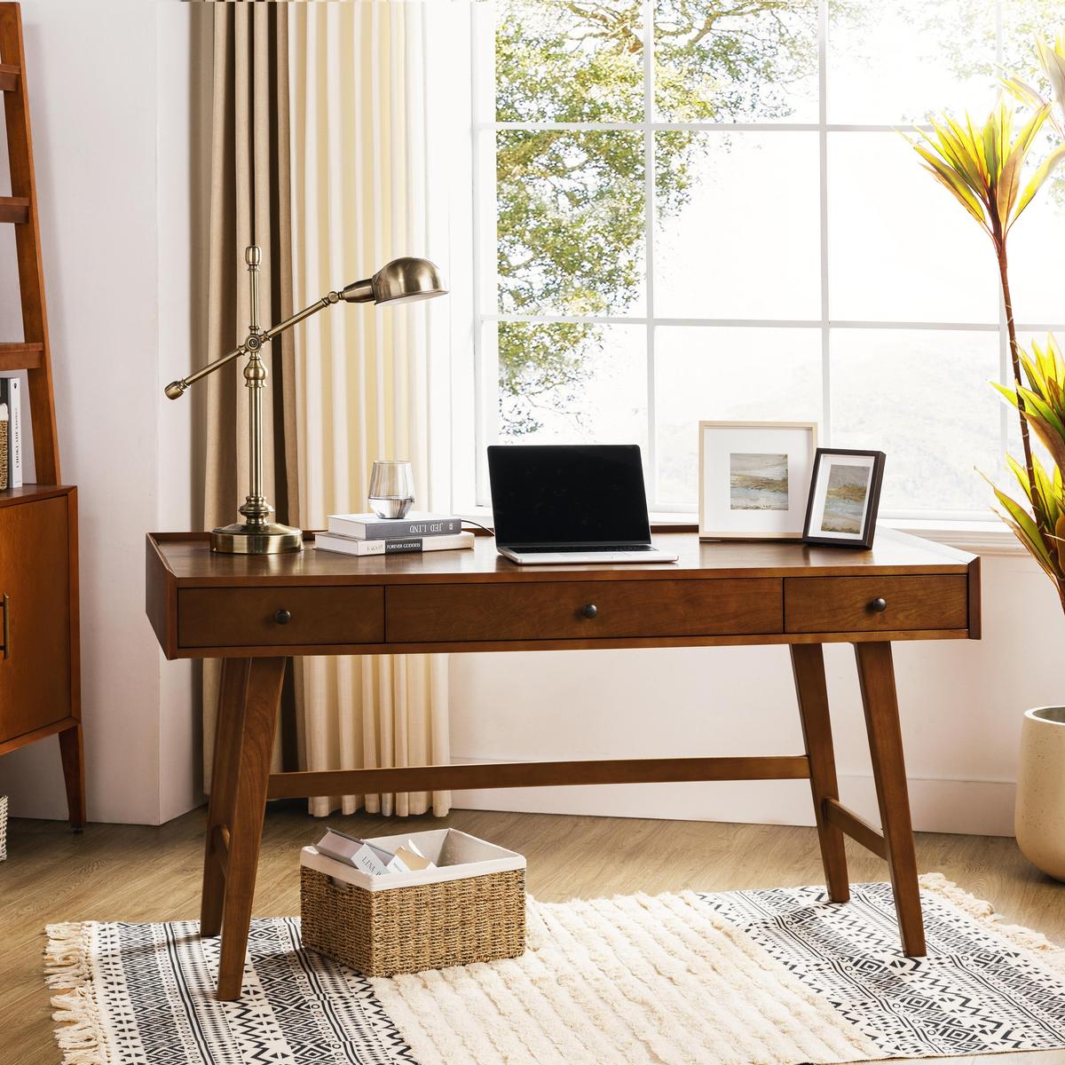 Charlotte Mid-Century-Schreibtisch mit Schubladen &amp; Ladestation
