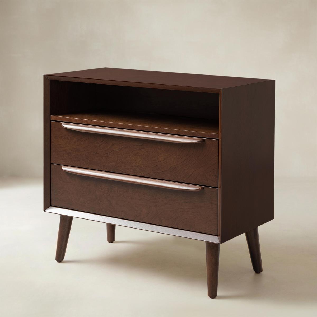 Lilian Mid-Century-Nachttisch mit Ladestation & Ablage