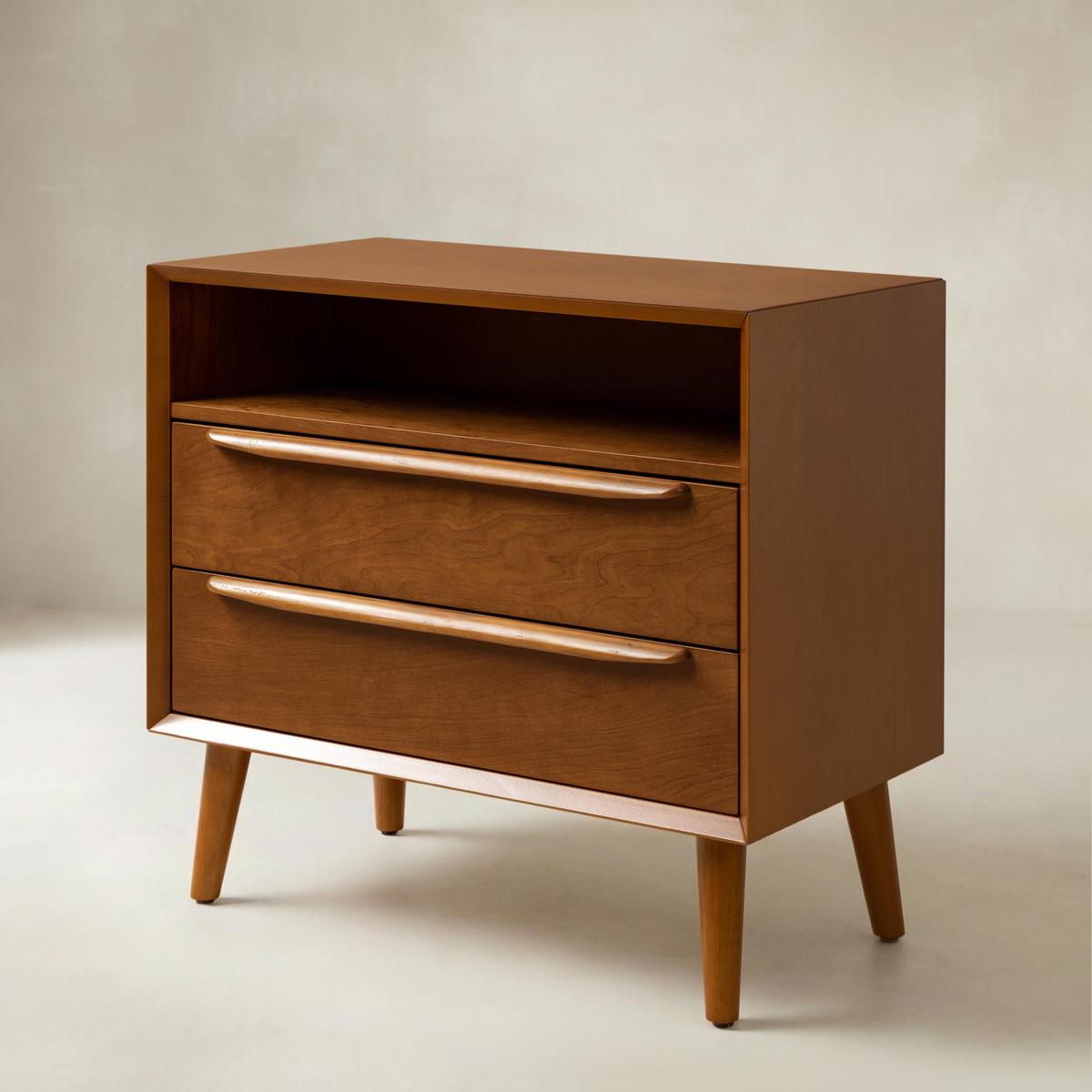 Lilian Mid-Century-Nachttisch mit Ladestation & Ablage