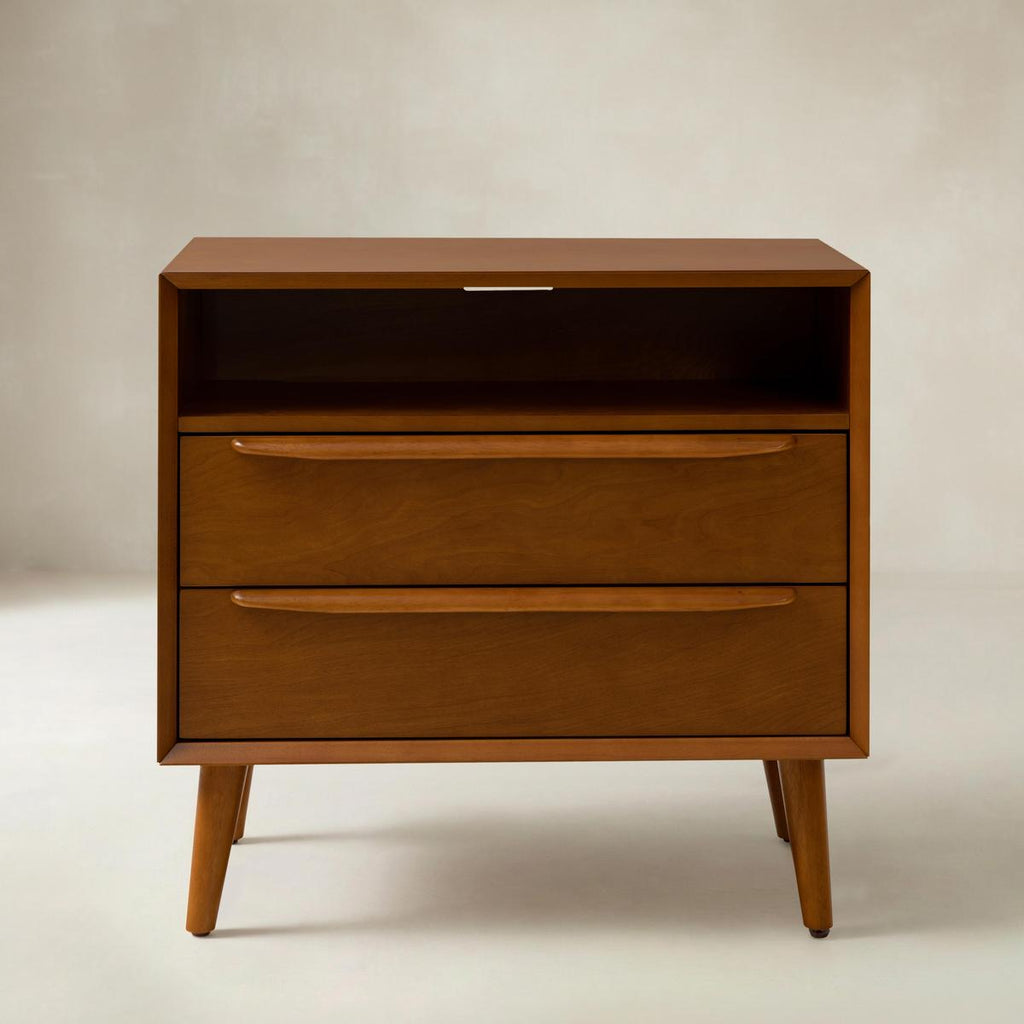 Lilian Mid-Century-Nachttisch mit Ladestation & Ablage