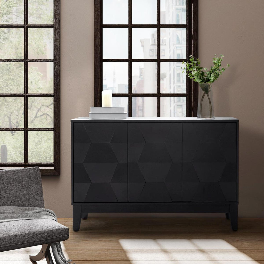 Kamu Sideboard 115 cm breit mit 3 Push-to-Open-Türen